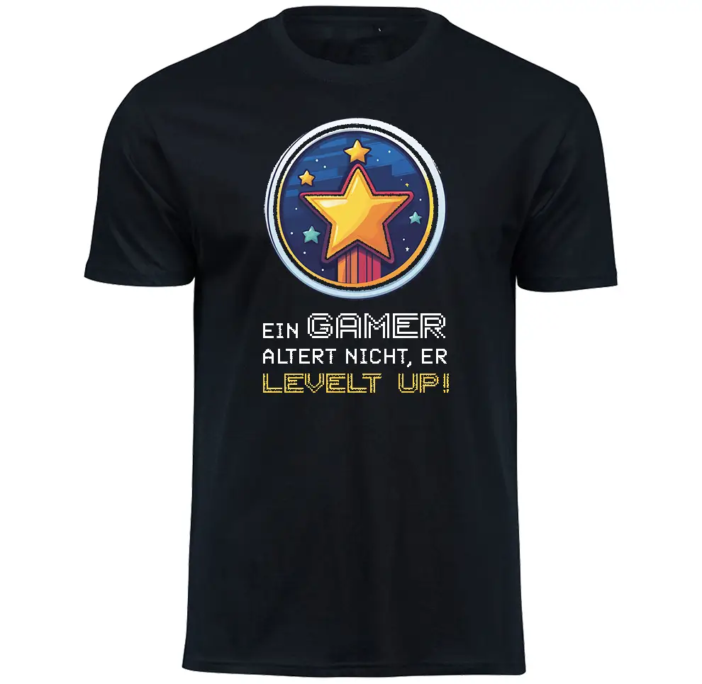 Gaming Shirt "Ein GAMER altert nicht, er LEVELT UP!“