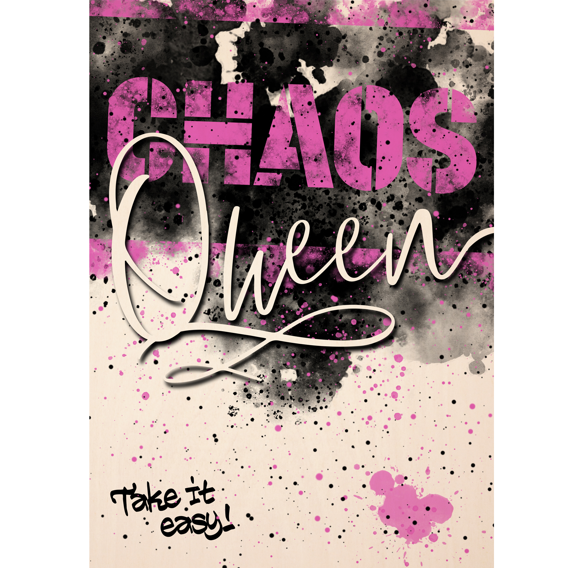 Holzbild mit Druck: Chaos Queen