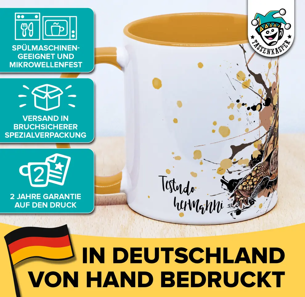 Tasse mit Testudo hermanni griechische Landschildkroete mit den Produktvorteilen