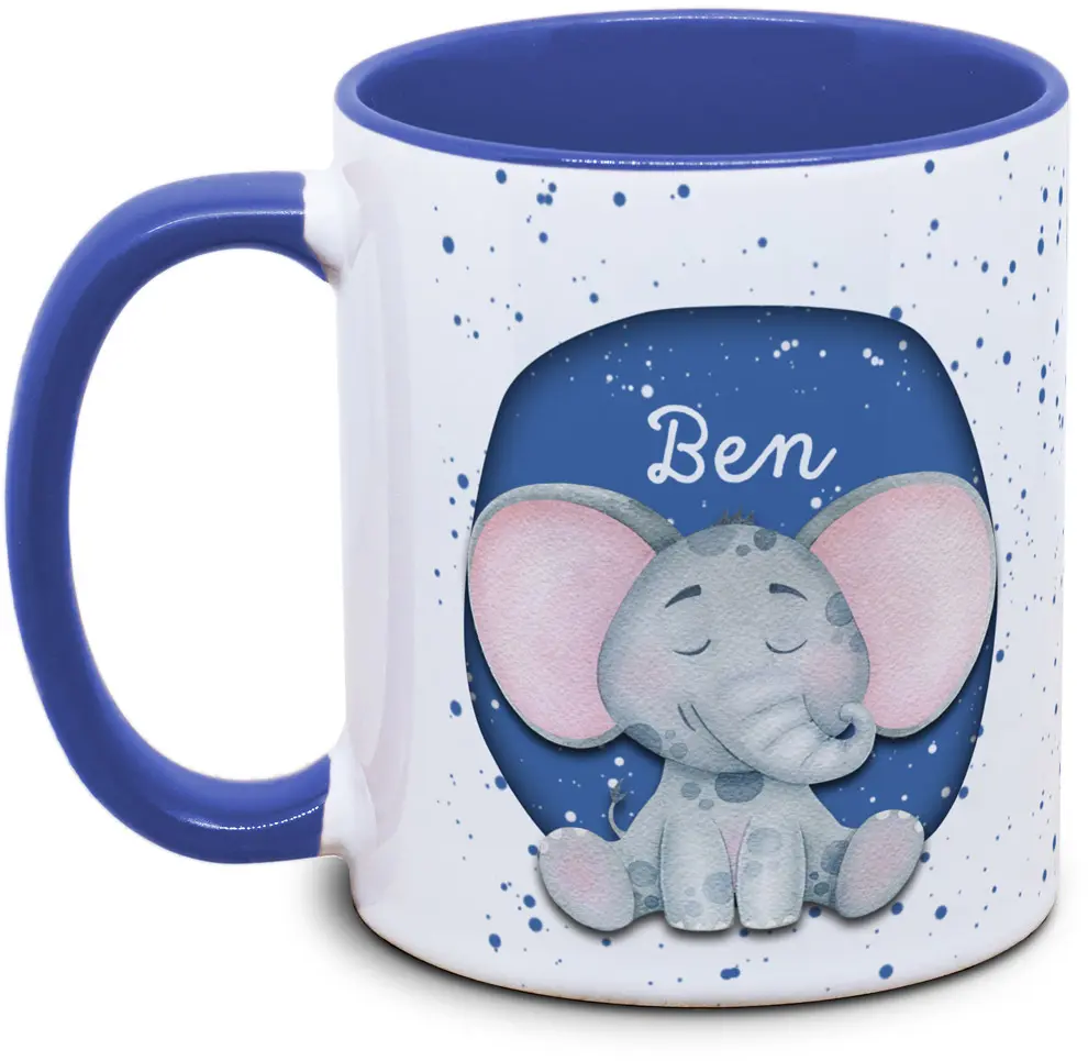 Kindertasse mit Name und Elefant