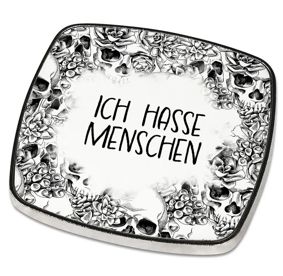 Magnet Totenkopf mit Spruch: Ich hasse Menschen