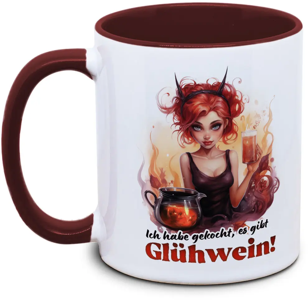 lustige Glühweintasse mit Spruch: Ich habe gekocht es gibt Glühwein