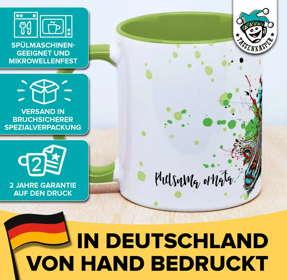 Tasse mit Phelsuma ornata Ornament Taggecko mit Produktvorteilen